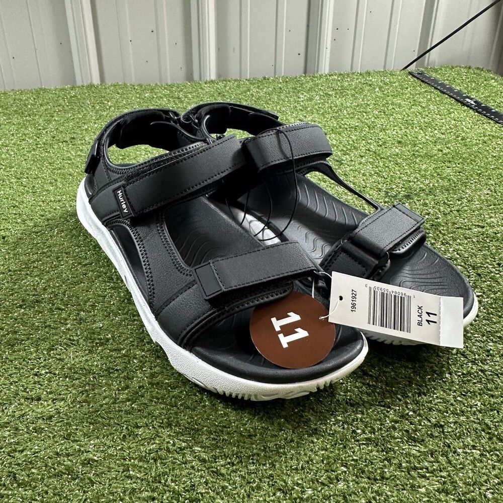 Hurley Oceanside Mens Sport Sandals Size 11 Black White Hook and Loop
